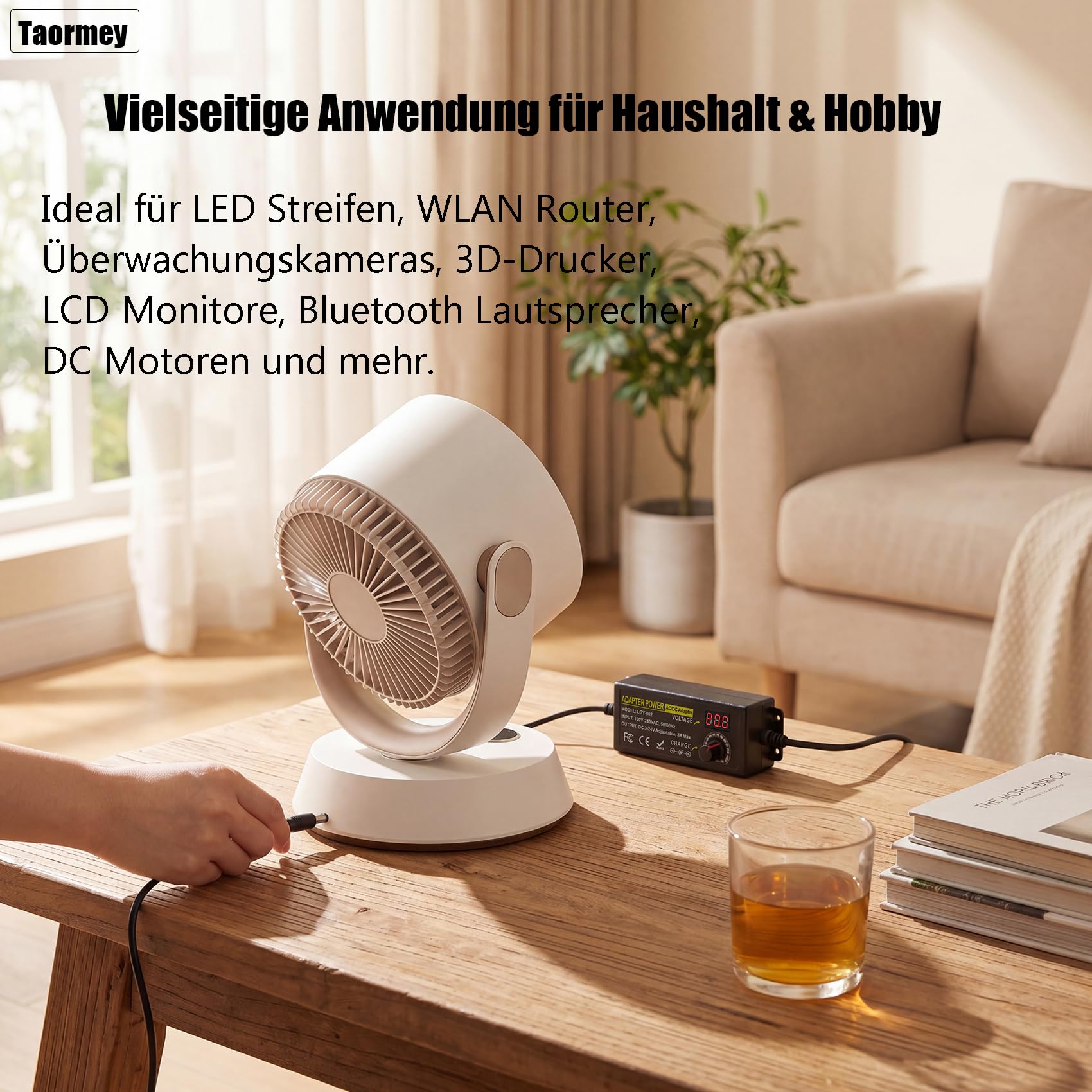 Einstellbares Netzteil 3-24V 3A 72W, Universal Netzadapter mit 5,5x2,5/2,1mm DC Anschluss, LED-Anzeige & 14 DC-Steckern, Sicherer Schutz für LED-Streifen, Router, DC-Motor, 100-240V AC/DC