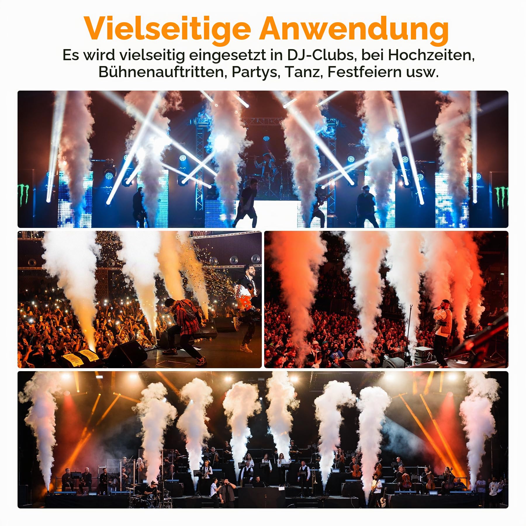 1500W Nebelmaschine mit DMX Funktion, Tragbare Effektmaschine ideal für DJ Auftritte, Disco, Party, Halloween, Hochzeiten, Weihnachten und weitere Veranstaltungen - 2 Stück