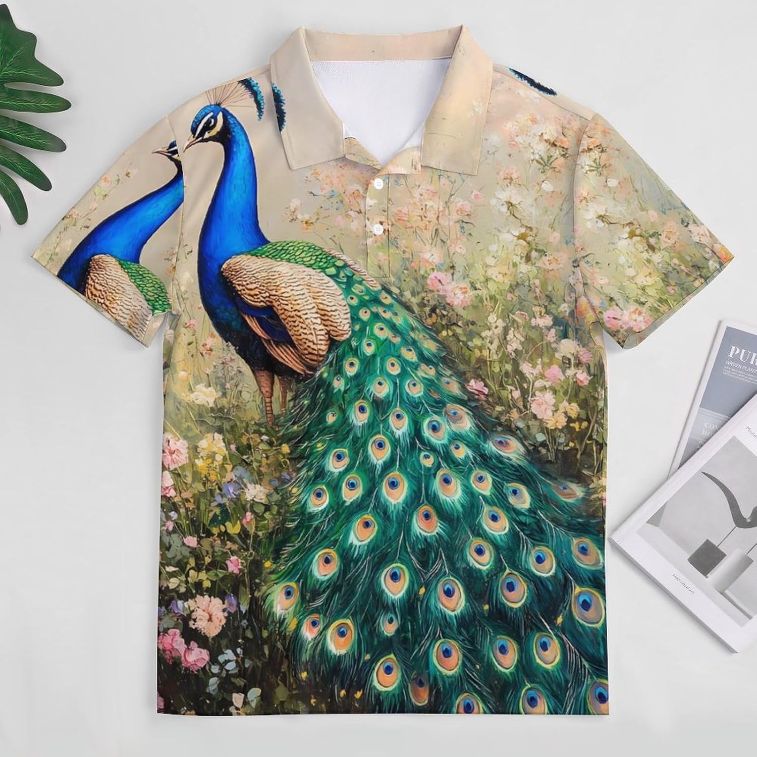 Beautiful Peacock Women's Golf Polo Shirts Short Sleeve Quick Dry Tennis Tops Casual Work Blouses