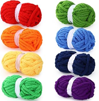 Buryeah 8 Pcs #10 Jumbo Chunky Yarn for Hand Knitting, Rainbow Colors