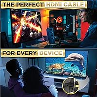 Vista 7 de PowerBear Cable HDMI 4K de 0.5 pies Conectores dorados y de nailon trenzado de alta velocidad, 4K @ 60Hz, Ultra HD, 2K, 1080P, ARC y CL3