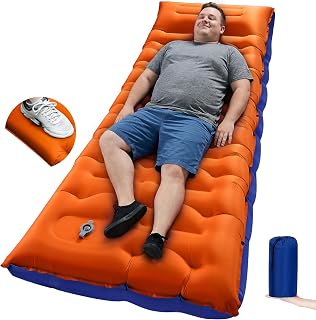 LLUAII Ultralight 5.9" Thick Self-Inflating Camping Sleeping Pad with Foot Pump & Pillow - Green