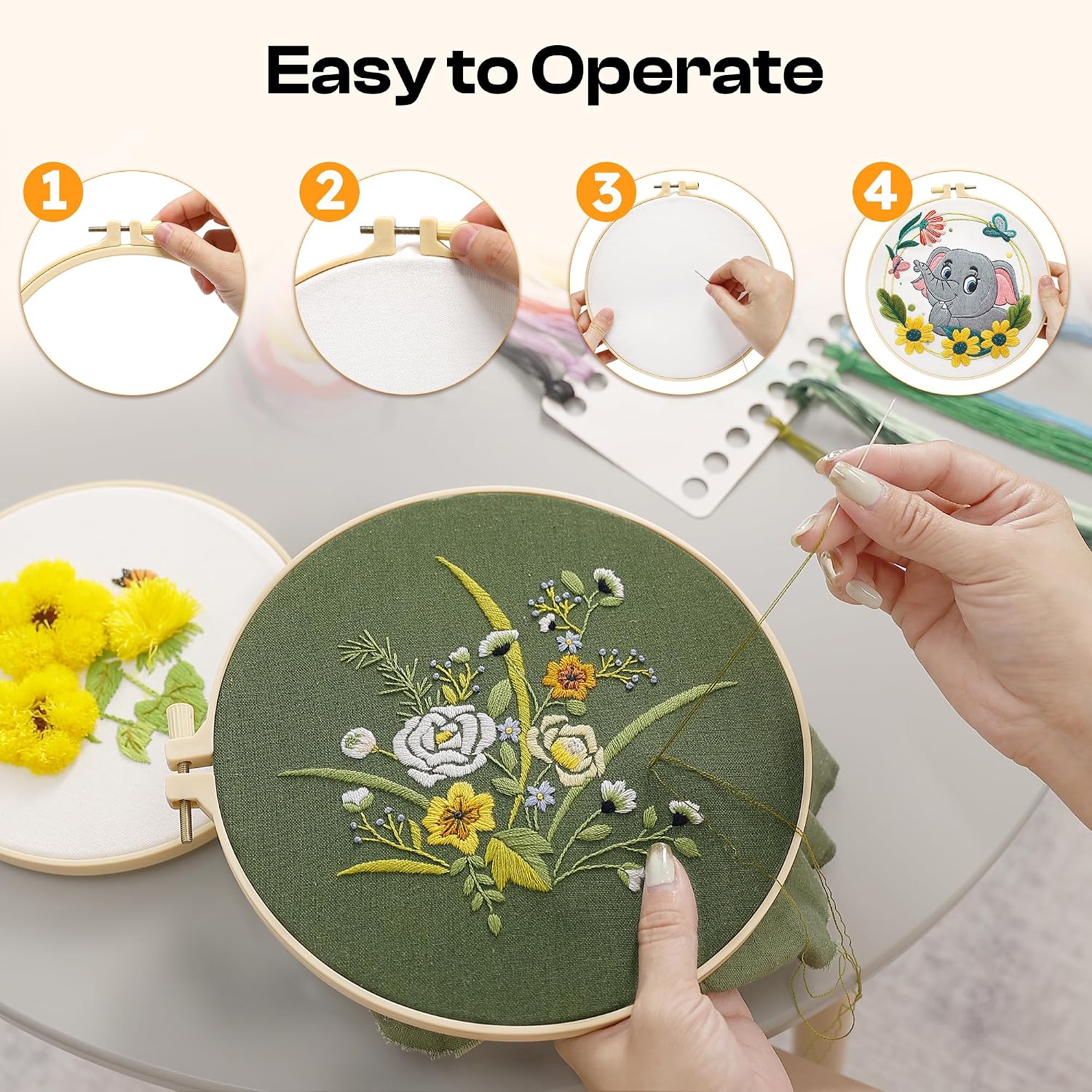 Caydo 12 Pieces 8 Inch Plastic Round Embroidery Hoops, Circle Cross Stitch Hoop Ring for Punch Needle and Art Craft Handy Sewing