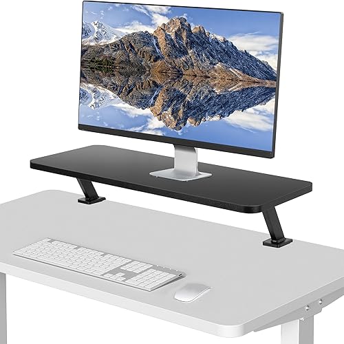 VIVO Estante de escritorio ergonómico pequeño de 26 pulgadas, soporte elevador para monitor de computadora, organizador de escritorio con capacidad