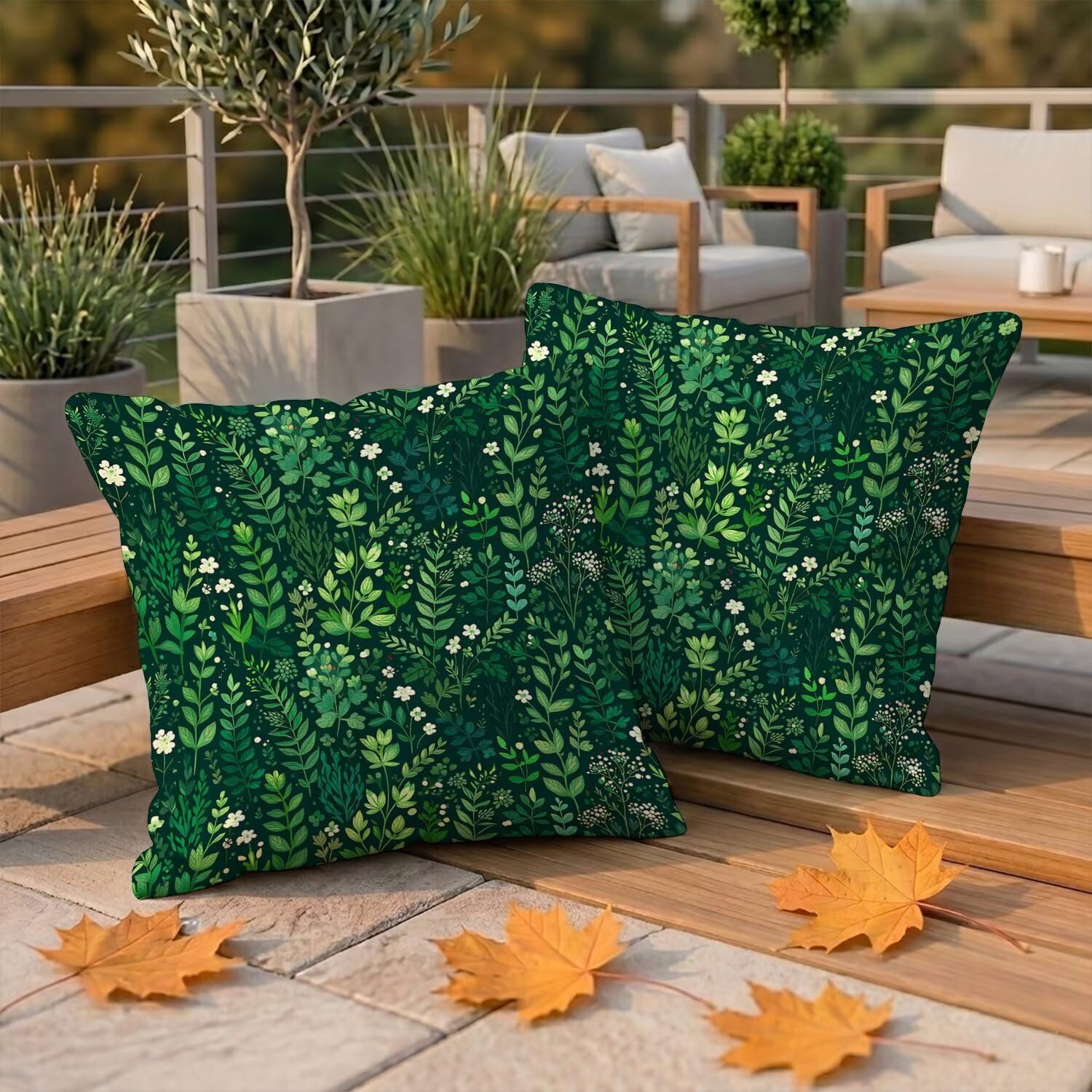Housses de coussin extérieur imperméable 90x90 lot de 2 taies de canapé jardin lin