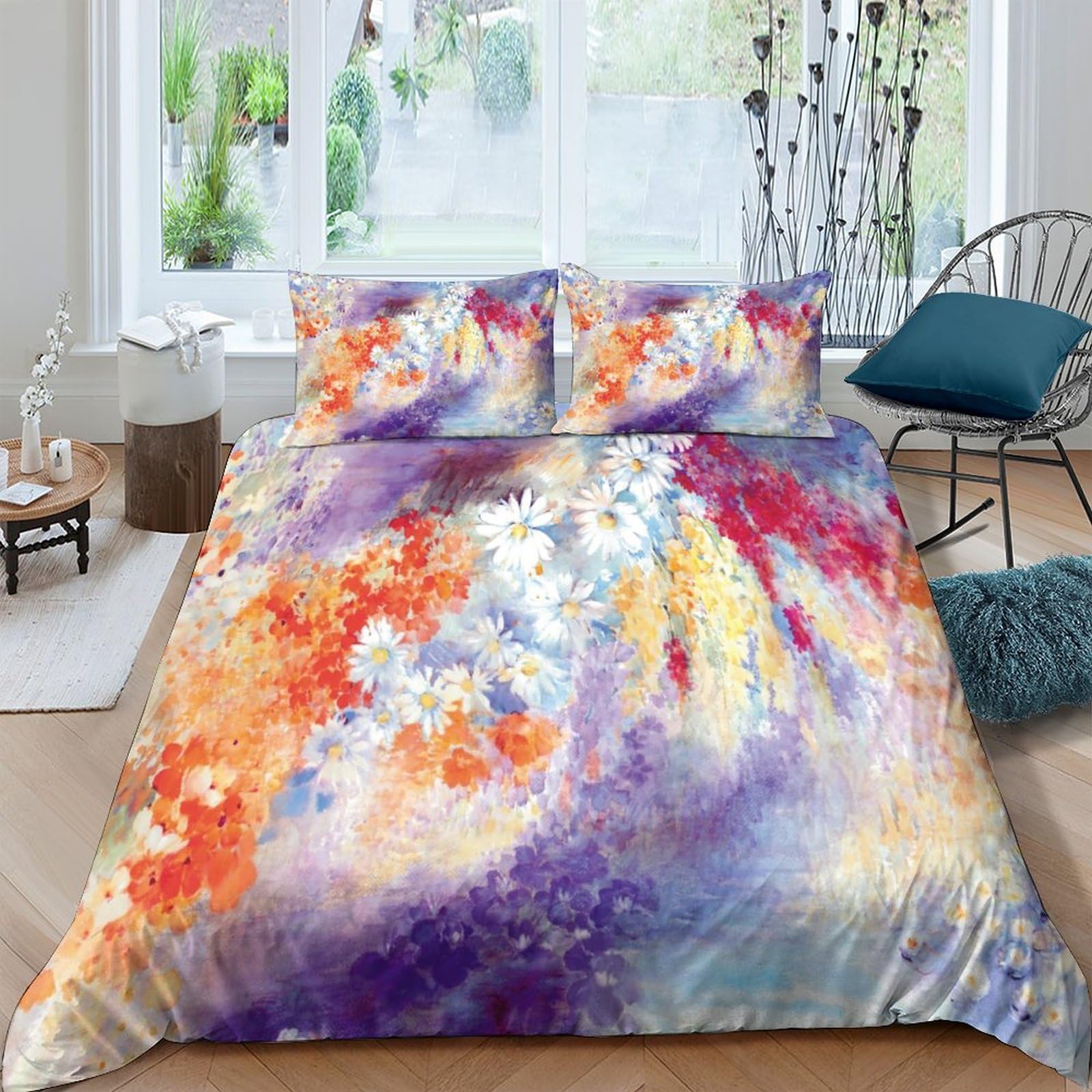 Housse de couette fleurie imprimé 3D pour décorer la chambre des filles et adultes
