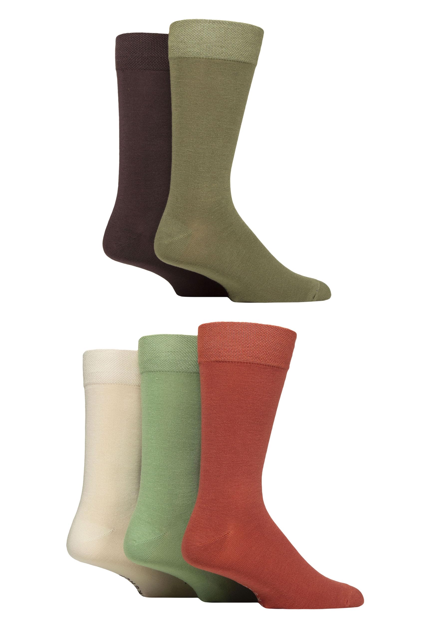 Sockshop Men's Wild Terrain Plain Natural Bamboo Socks Various Designs Everyday Wear Plain, Patterned, Bright And Colourful 5 Pair Pack (Uk, Numeric, 7, 11, Regular, Regular, )