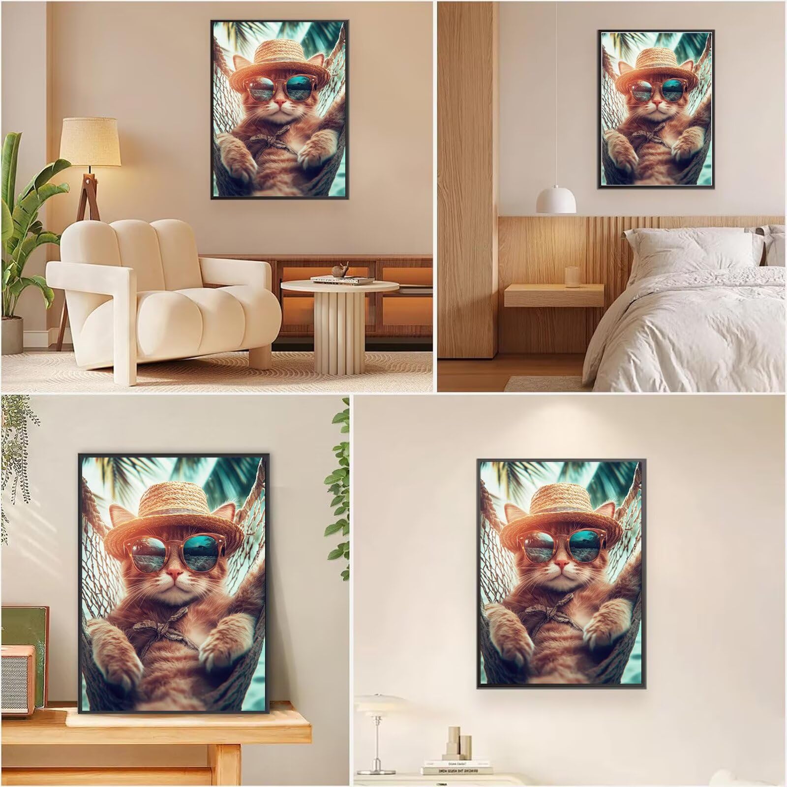 Retro Diamond Painting Katze Diamond Painting 60x80cm Vollbohrer Diamanten Kinder Anfänger Bastelset, DIY Set Erwachsene Kreativ Set für Erwachsene für Zimmer Wand Deko, Geschenke für Frauen, Model717