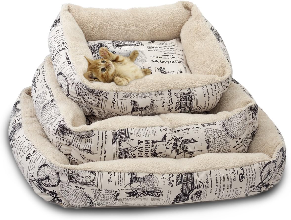 review Paws & Pals Pet Bed for Cat and Dog Crate Pad - Deluxe Premium Bedding with Cozy Inner Cushion- Durable Model - 1800's Newspaper Design – Medium - 24