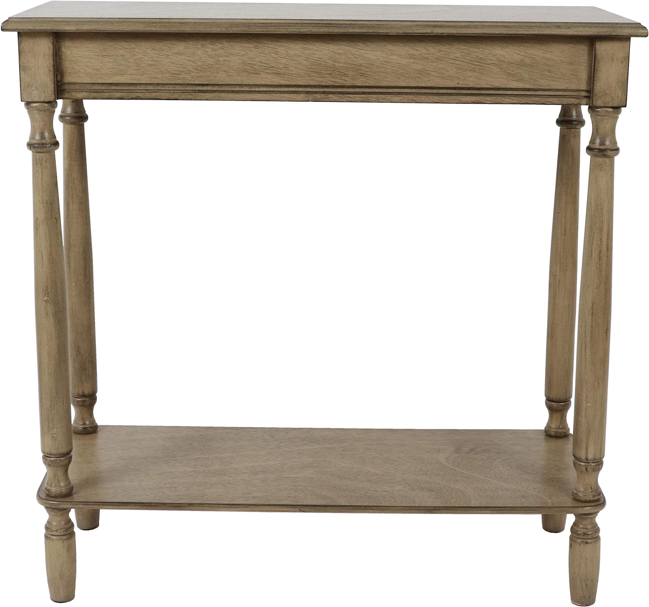 Decor Therapy Simplify Wood Console Table with Storage Shelf, 28.25" x 28.25" x 11.8", Sahara