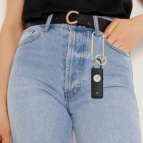 Miniatura 9 de Alarma recargable USB de autodefensa, sirena fuerte de 130 dB con luz estroboscópica LED, diseño de llavero para un transporte más fácil, alarma