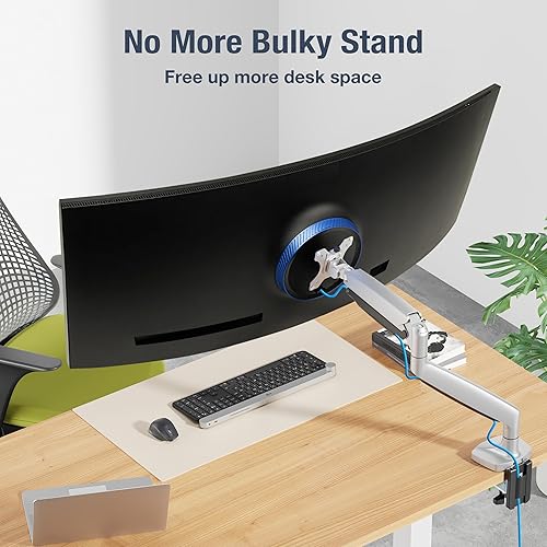 Miniatura 5 de AVLT Soporte de escritorio de brazo para monitor de 13 a 34 pulgadas para un monitor plano, curvoultraancho, altura de movimiento completo, rotación