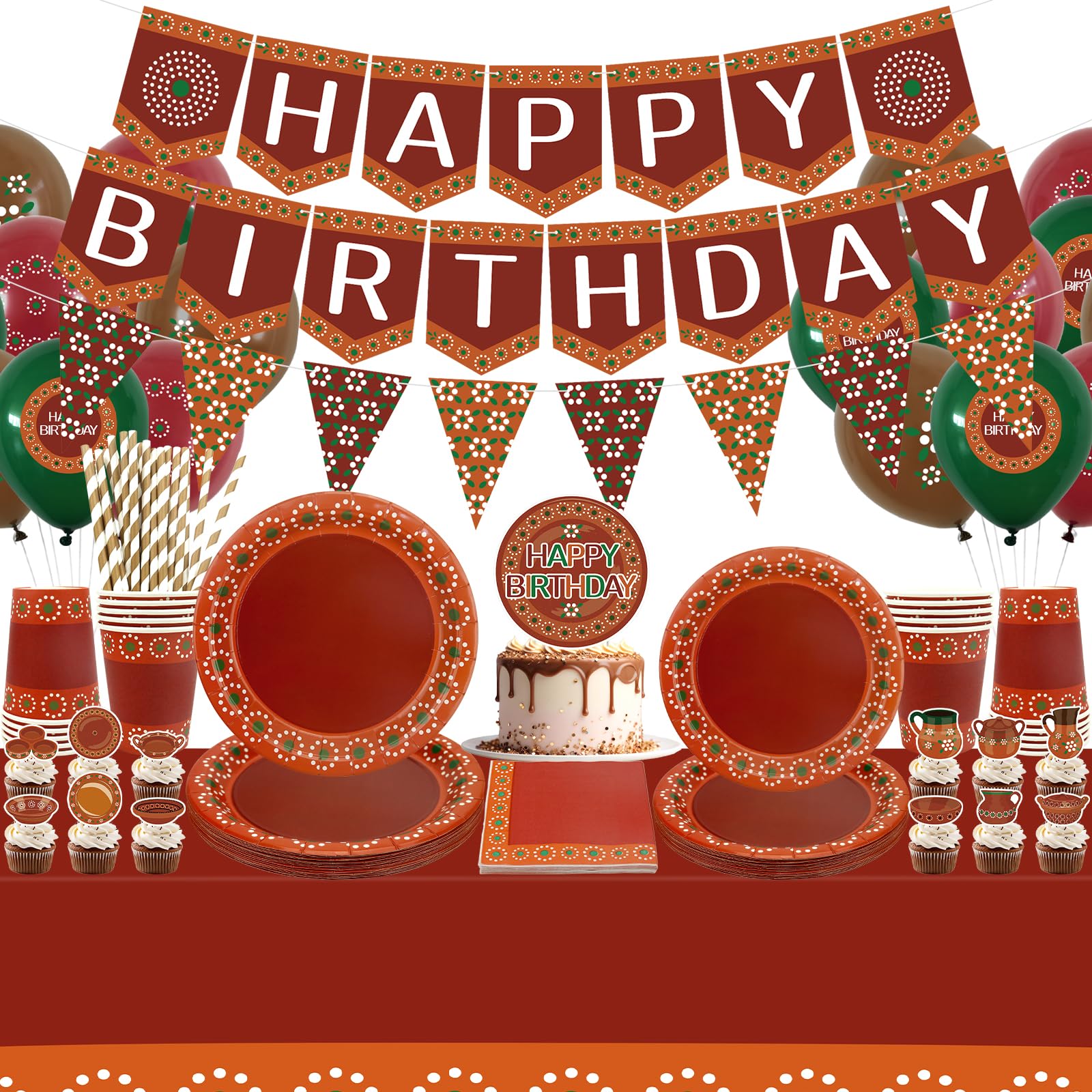 Obussgar De Barro Mexicanos Party Decoration - Cielito Lindo Party Decoration Supplies including Banner, Plates, Cups, Napkins, Tablecloth - Serves 20