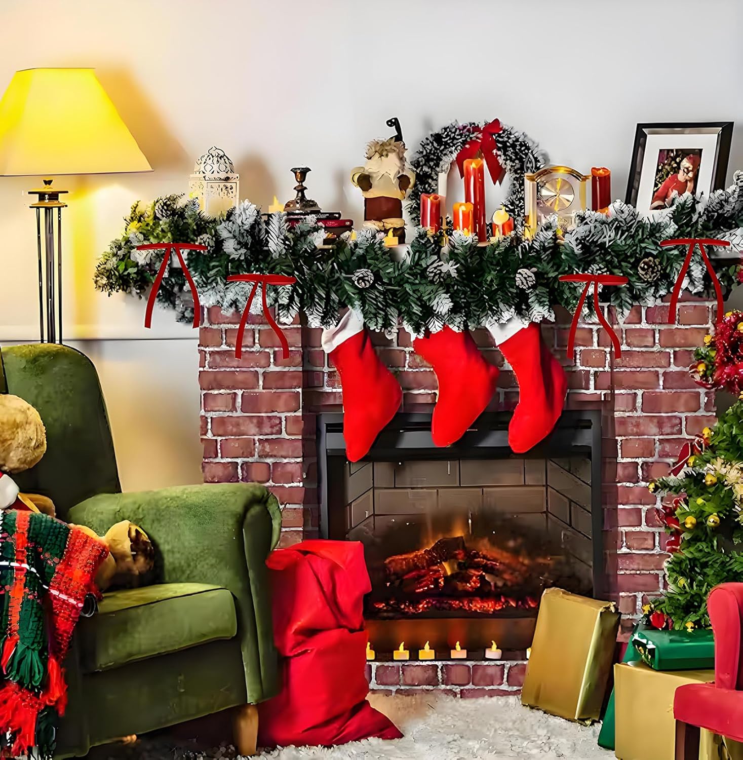 24 PCS Red Velvet Bows Christmas Tree Decorations, 5 * 7 inch Xmas Ornaments for Tree, Door Garland Vintage Wreath Bow Decor Christmas Home Decorations - Image 5