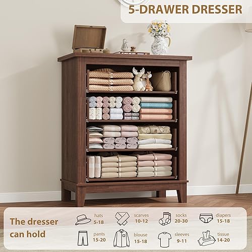 Miniatura 6 de GarveeHome 4 cómodas para dormitorio, 34.8 pulgadas de alto con cajón vertical con gran almacenamiento, baúl de madera independiente para
