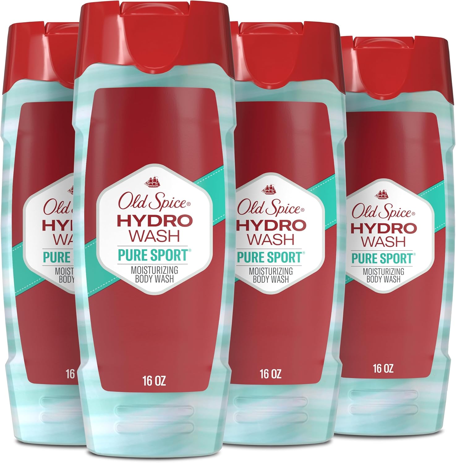 Old Spice Moisturizing Body Wash for Men, Hydro Wash, 2-in-1 Long Lasting Scent & Deep Hydration, 24/7 Shower Fresh, Pure Sport Scent, 16 oz (Pack of 4)