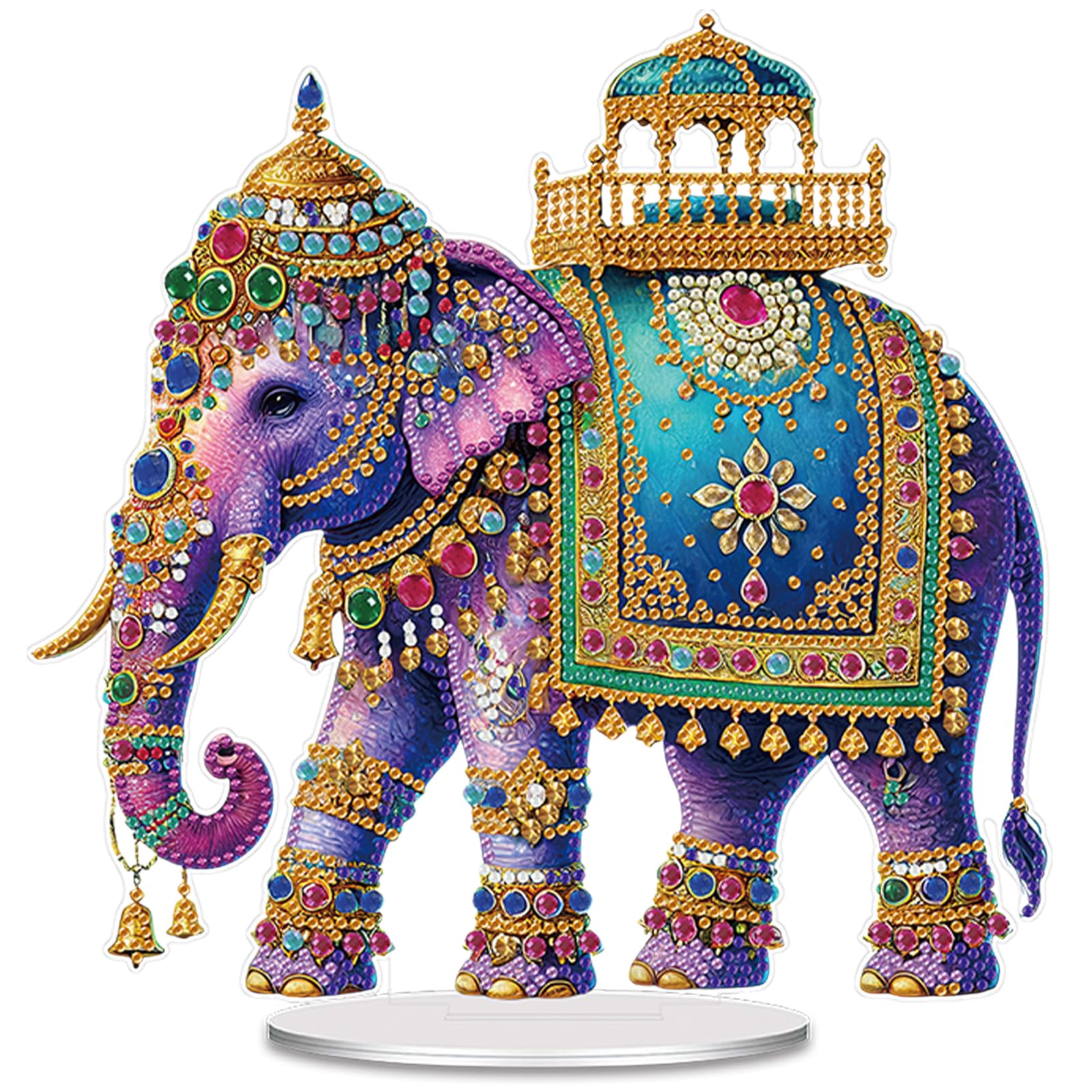 5D Diamond Art Kits for Adults, DIY Tabletop Ornament with Special Shaped Rhinestone, Diamond Dot Desktop Decor, Stand Up Gem Painting Fun Craft Gift for Beginners(Elephant)