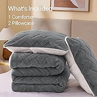 Vista 8 de BEDELITE Fluffy King Size Comforter Set - Super Soft Sherpa Grey Comforter for King Size Bed, Luxury Warm Bedding Set for Winter, Fuzzy Bed Set 3