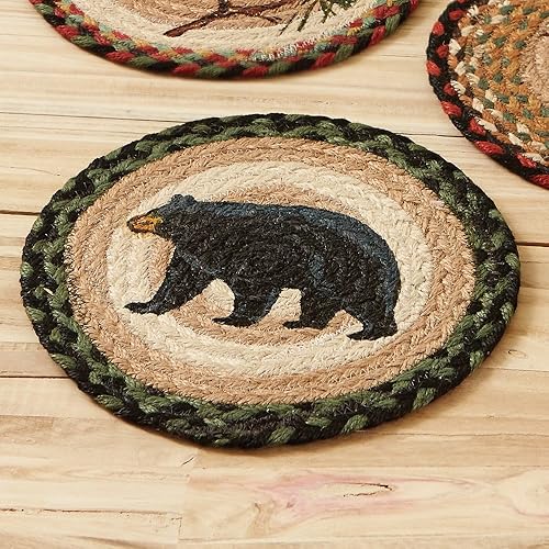 BLACK FOREST DECOR Salvamanteles redondos de yute Black Bear