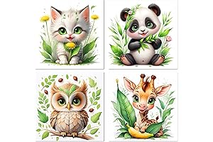 mrpwnle 4 Pack 5D Animals Diamond Painting Kits: Paws-itively Perfect for Art Lovers!