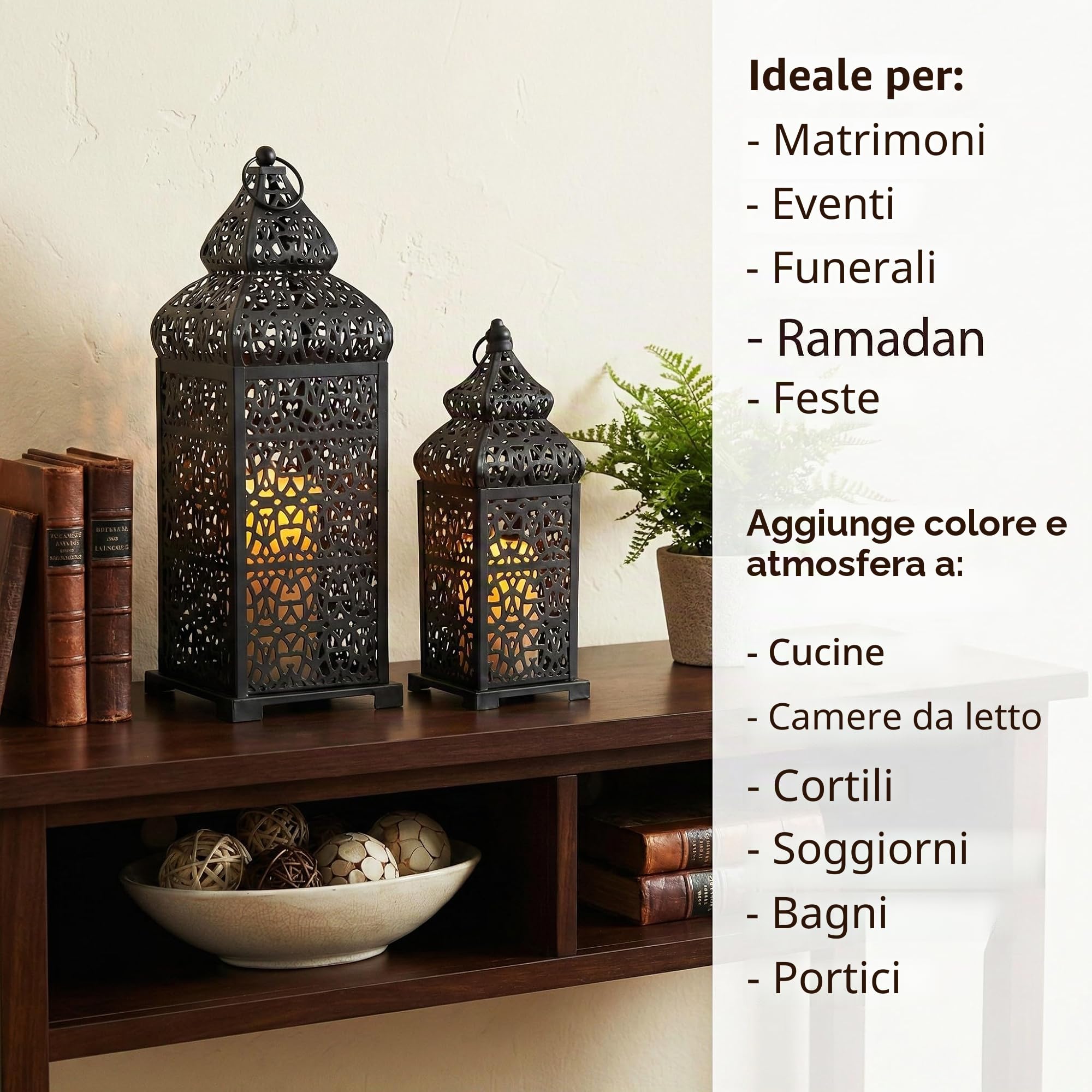 Vela Lanterns Tempio Marocchino Candele Lanterne, Nero, Set di 2