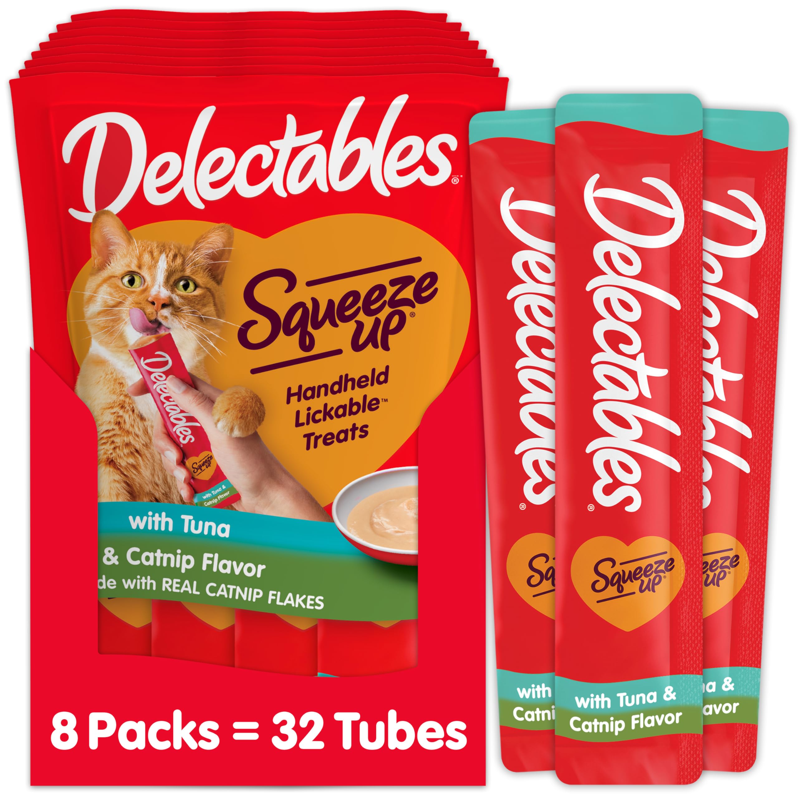 Delectables Squeeze Up Creamy Squeezable Puree, Lickable Wet Cat Treats, Grain Free, No Added Fillers, No by-Products, No Added Preservatives, 0.5