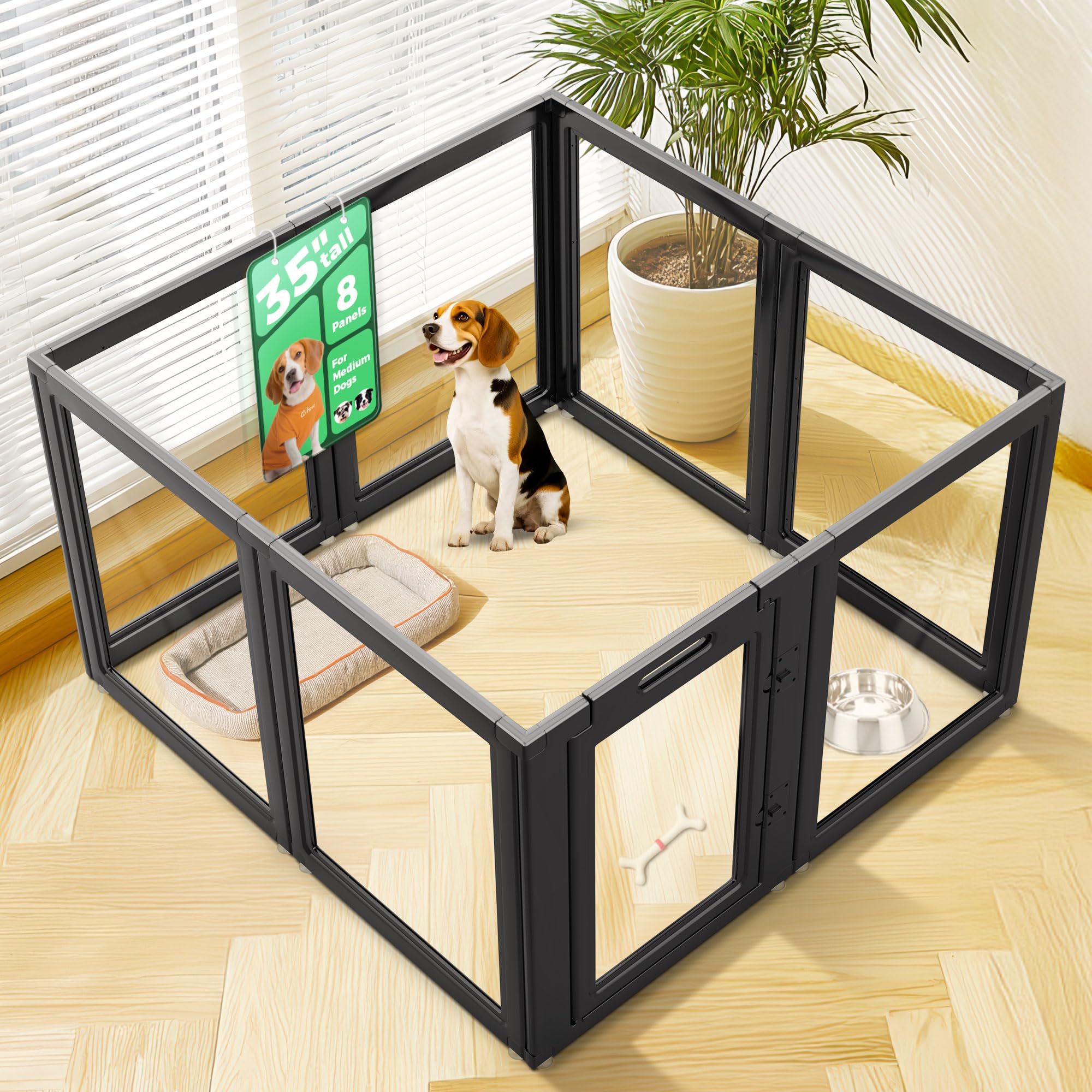 Amazon | FXW AuraSpace 透明アクリル犬用サークル 室内用 90cm 8枚