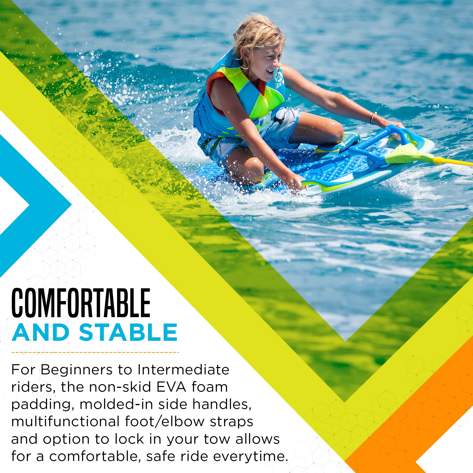 ZUP YouGotThis Wakeboard, Kniebrett, Wakeskate und Wakesurf-Board, geeignet für Kinder, Jugendliche, junge Erwachsene, geformter Kunststoff mit EVA-Schaumpolsterung, Silber