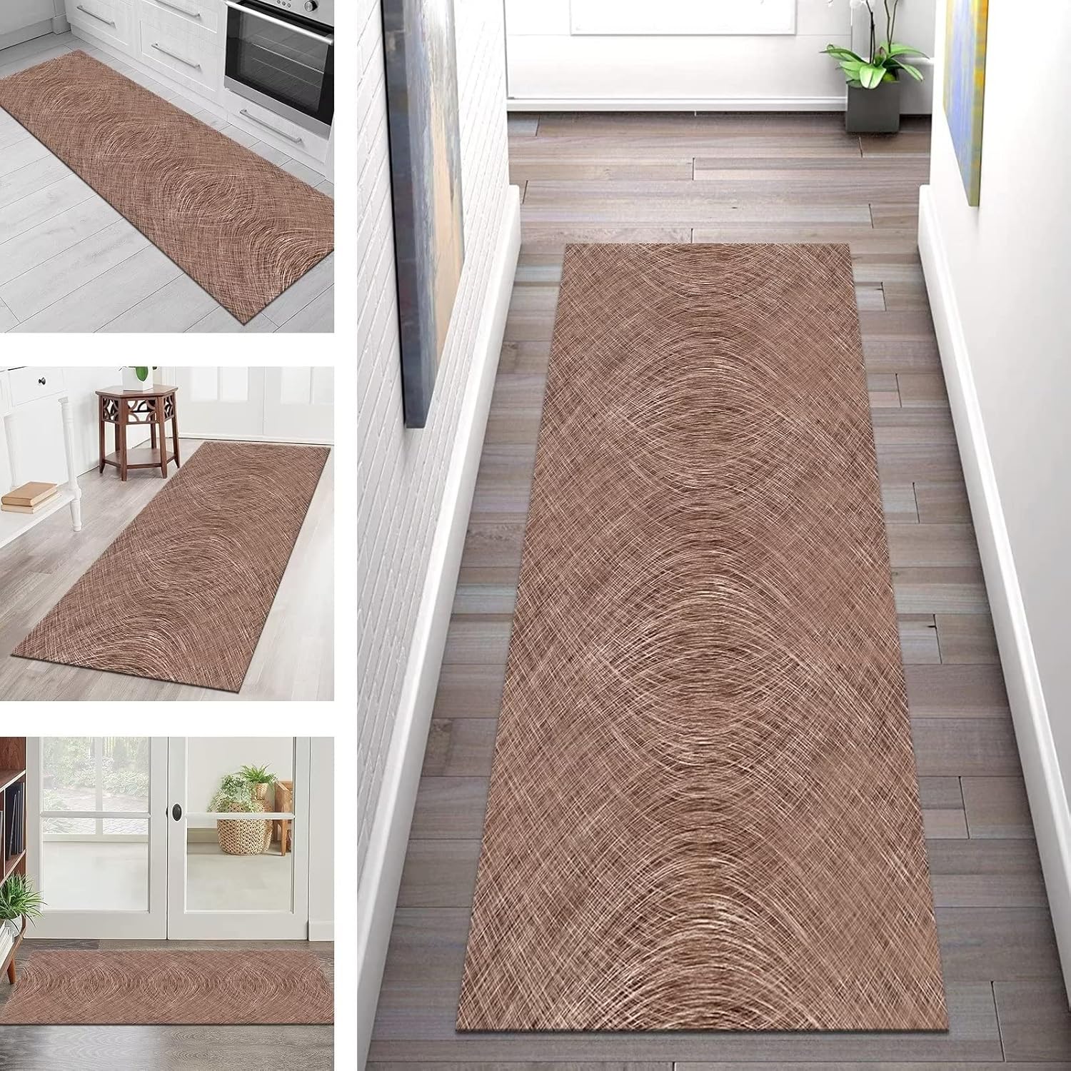Rug Runner Kitchen non slip Carpet Runners Hallway 50X120CM Brown Abstract Doormat Indoor Long