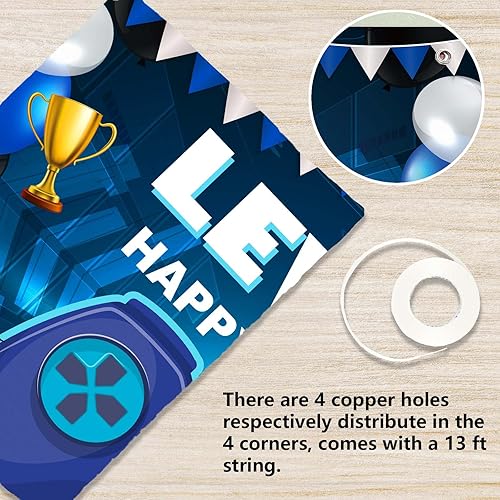 Miniatura 3 de Pancarta de nivel 15 desbloqueada con texto en inglés Happy 15 Birthday Level Up Banner Saludos a los 15 años, decoración temática de videojuegos