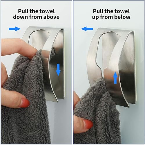 Miniatura 2 de Boao Soporte autoadhesivo para toallas de mano, 4 piezas, agarrador de acero inoxidable, soporte para toalla de cocina, soporte de pared, no