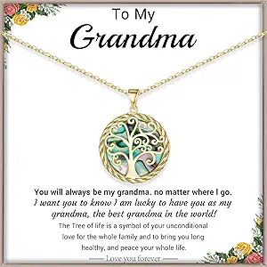 Christmas Gifts for Women Tree of Life Necklace for Women Birthday Gifts for Her Stocking Stuffers Pendant Necklace with Shell Tree Mothers Day Gift for Mom Grandma Wife Daughter Anniversary Christmas Jewelry