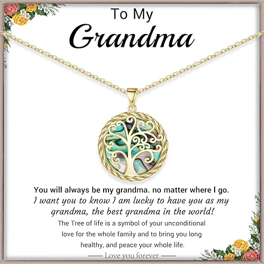 Christmas Gifts for Women Tree of Life Necklace for Women Birthday Gifts for Her Stocking Stuffers Pendant Necklace with Shell Tree Mothers Day Gift for Mom Grandma Wife Daughter Anniversary Christmas Jewelry