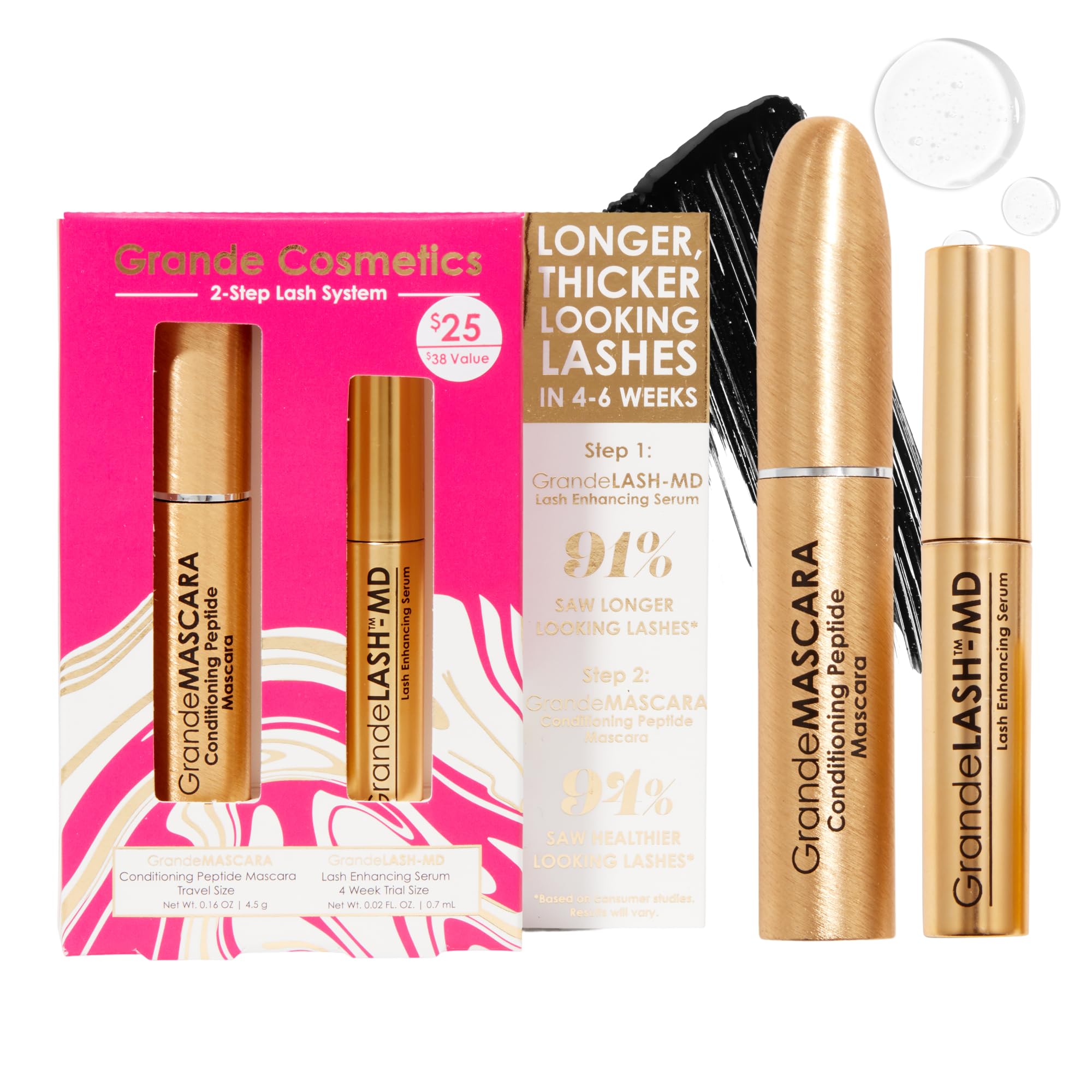 Grande CosmeticsLash & Brow Care Systems – Multi-Step Enhancing Sets for Longer, Fuller, Healthier Look