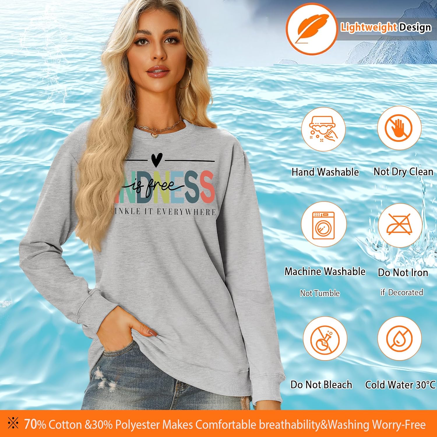 Be Kind Sweatshirt - Kindness Is Free Sweatshirt Teacher Graphic Winter Spring Top - Valentine's Gift - Image 6