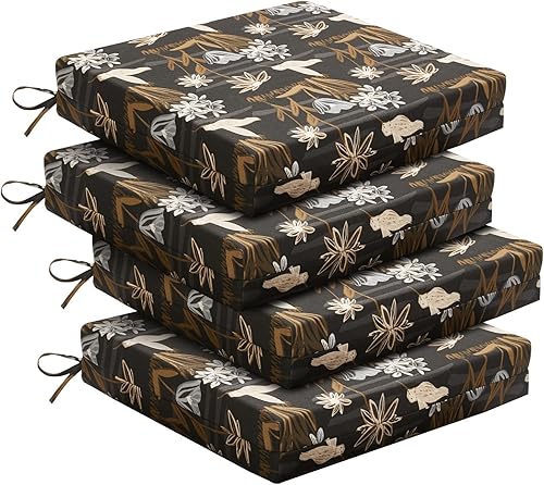 Miniatura 13 de downluxe - Cojín para asiento, redondo, impermeable, para exteriores e interiores, para patio o jardín, 43 x 41 x 5 cm, amarillo, paquete de 4