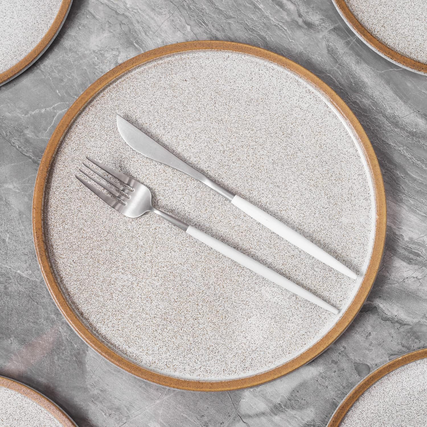 Stone Lain Vince Rustic Stoneware Dinner Plate Set, 4 Count, Brown