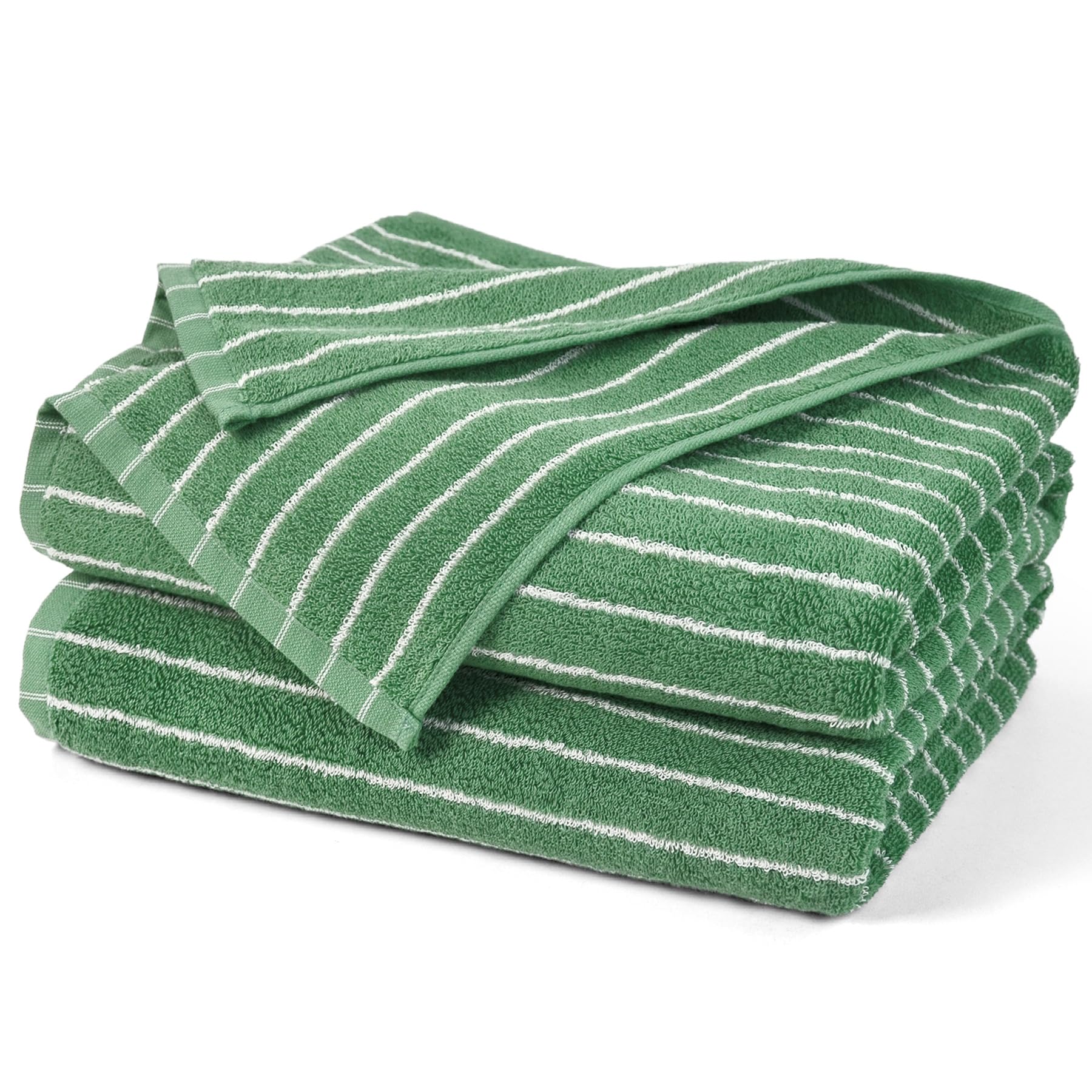 Serviette de bain en coton Jacquotha lot de 2 draps de douche légers vert forêt 70x140 cm