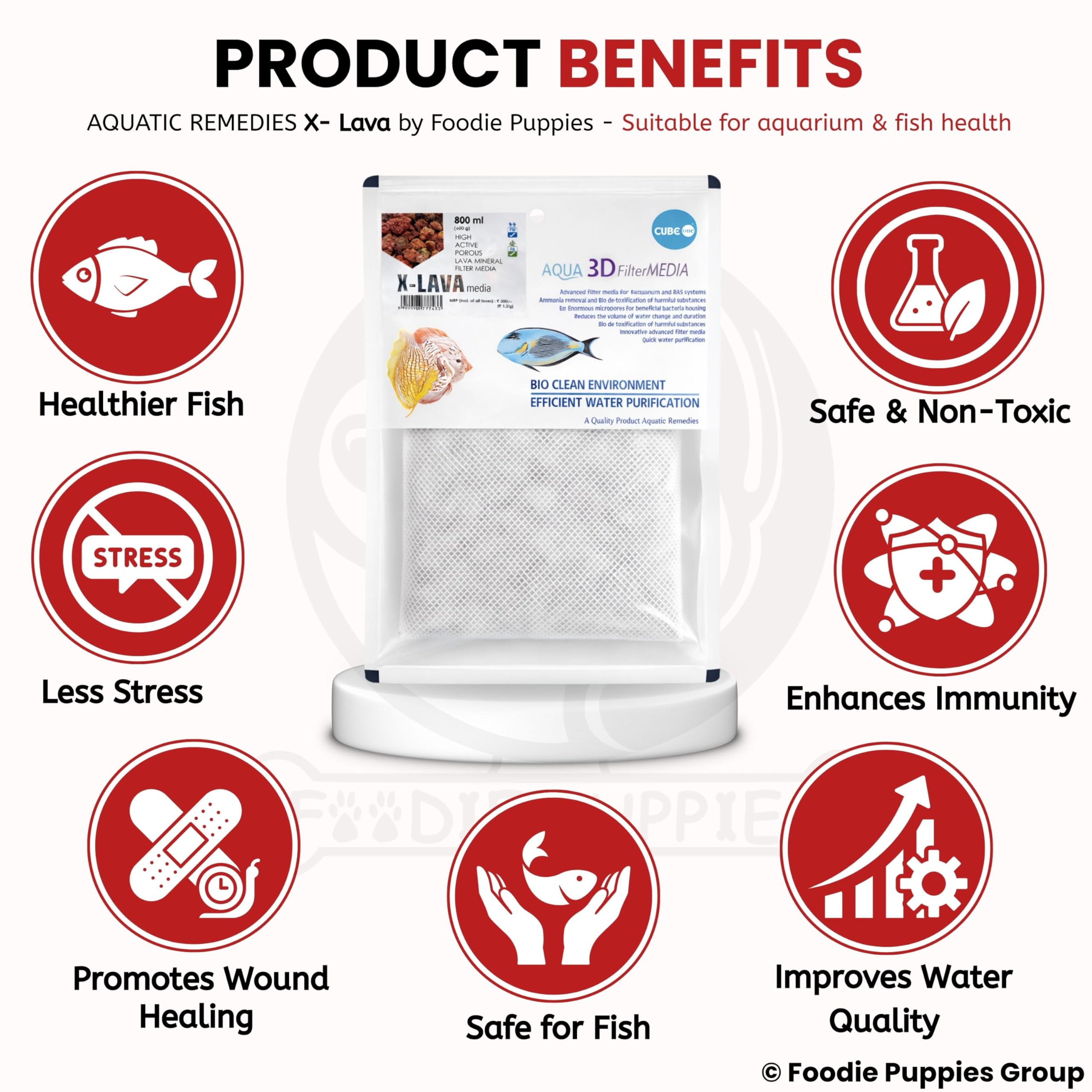 Foodie Puppies Aquatic Remedies X-Lava 100% Natural Filter Media for Fresh Water & Salt Water Aquarium, 800ml (Pack of 2) 3