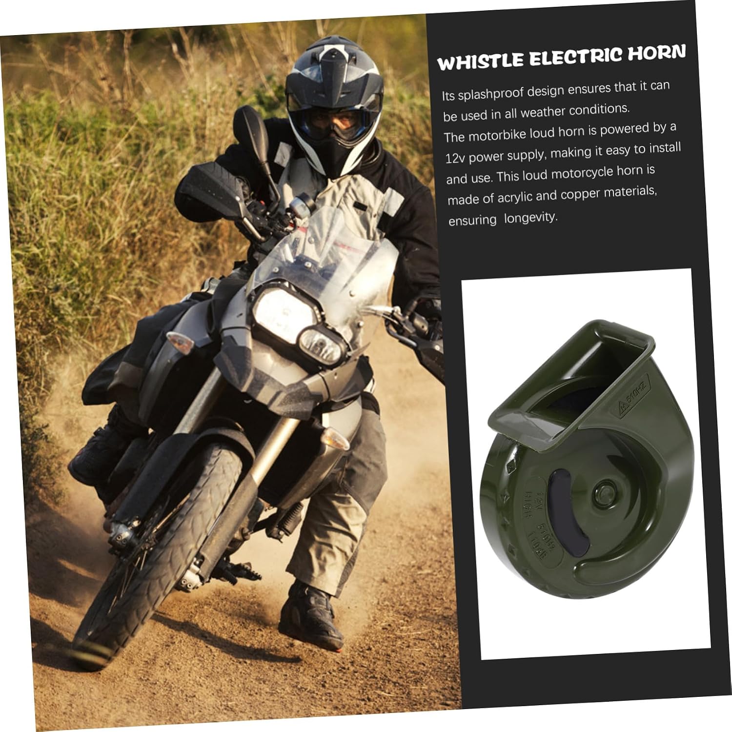 Motorcycle Loud Metal Horn 12v Waterproof Snail Horn Single for Scooter Atv Motorbike Replacement Accessory Safety Signal