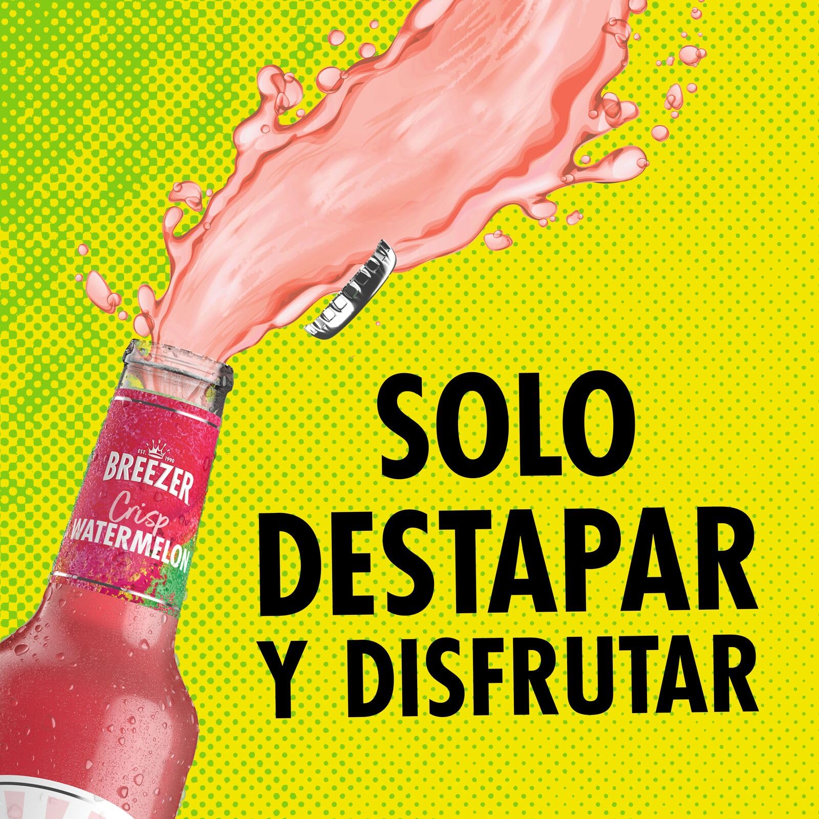 BREEZER Crisp Watermelon Bebidas Alcohólicas con Sabor a Sandía, 4% Vol., 27,5 cl / 275 ml (Pack de 24), Alcohol Premezclado Listo para Beber