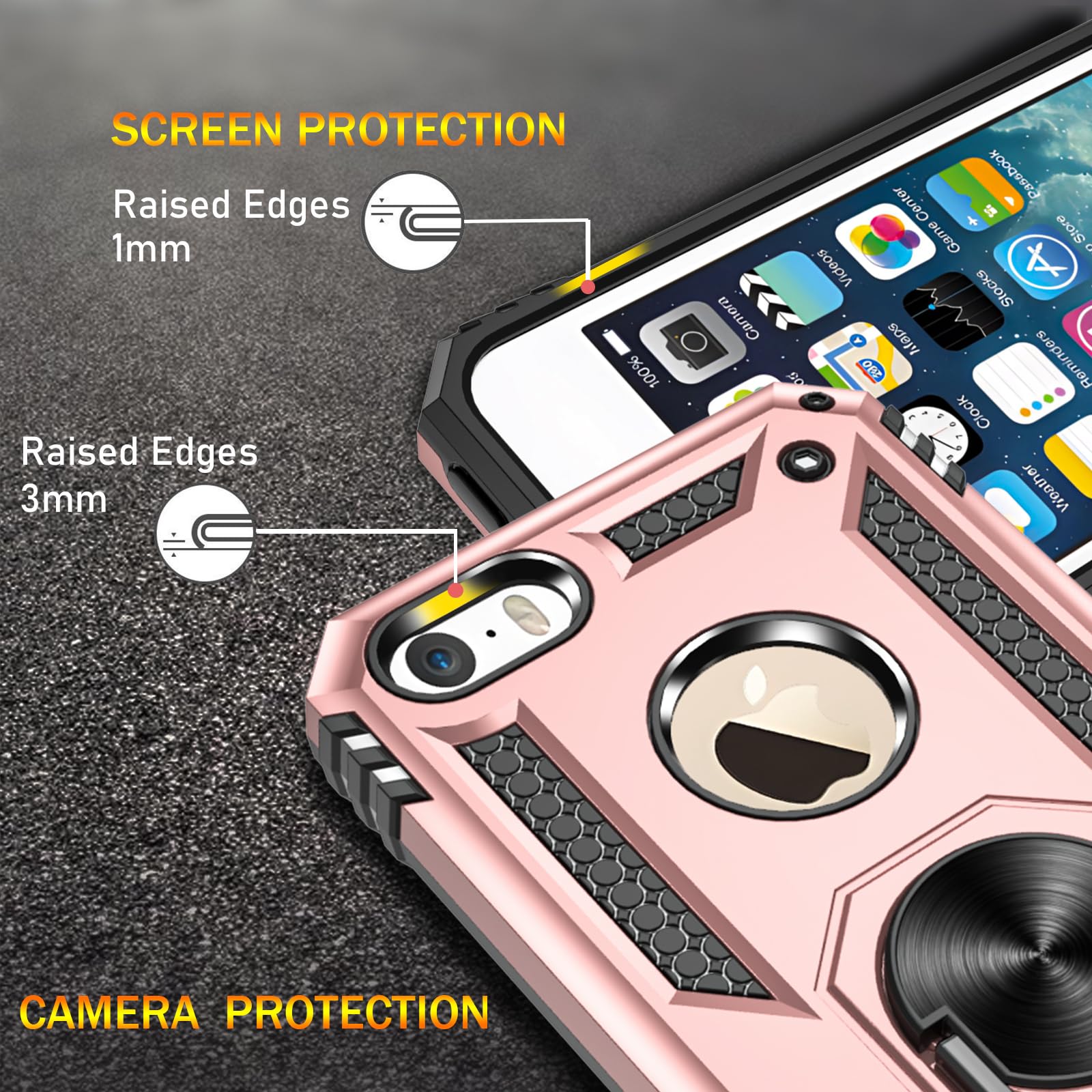 for iPhone SE Case(1st gen - 2016), Case for iPhone 5S with [3X