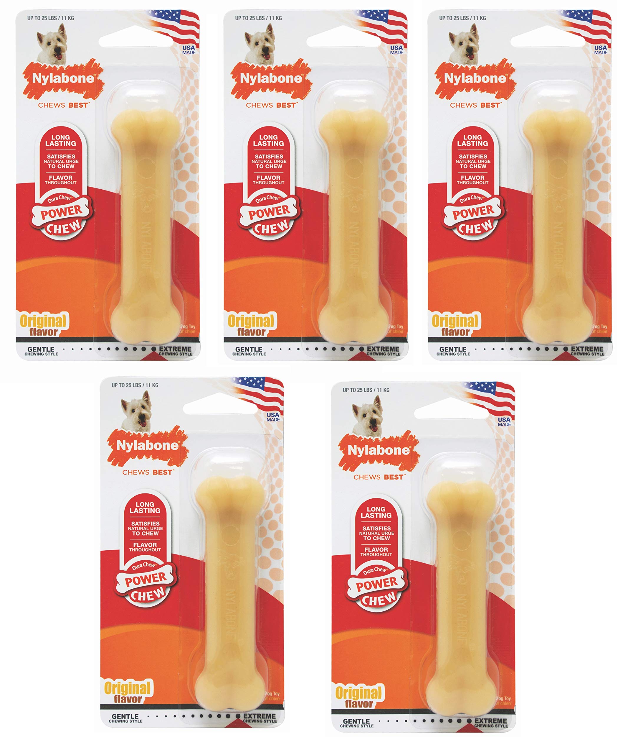 Nylabone Dura Chew Kauspielzeug für Hunde, mit Knochen, 5 Stück