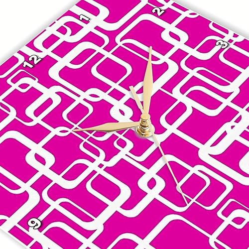 Miniatura 3 de 3dRose, Retro MCM Square Motif Vintage Pattern Magenta Pink, 10x10 Wall Clock