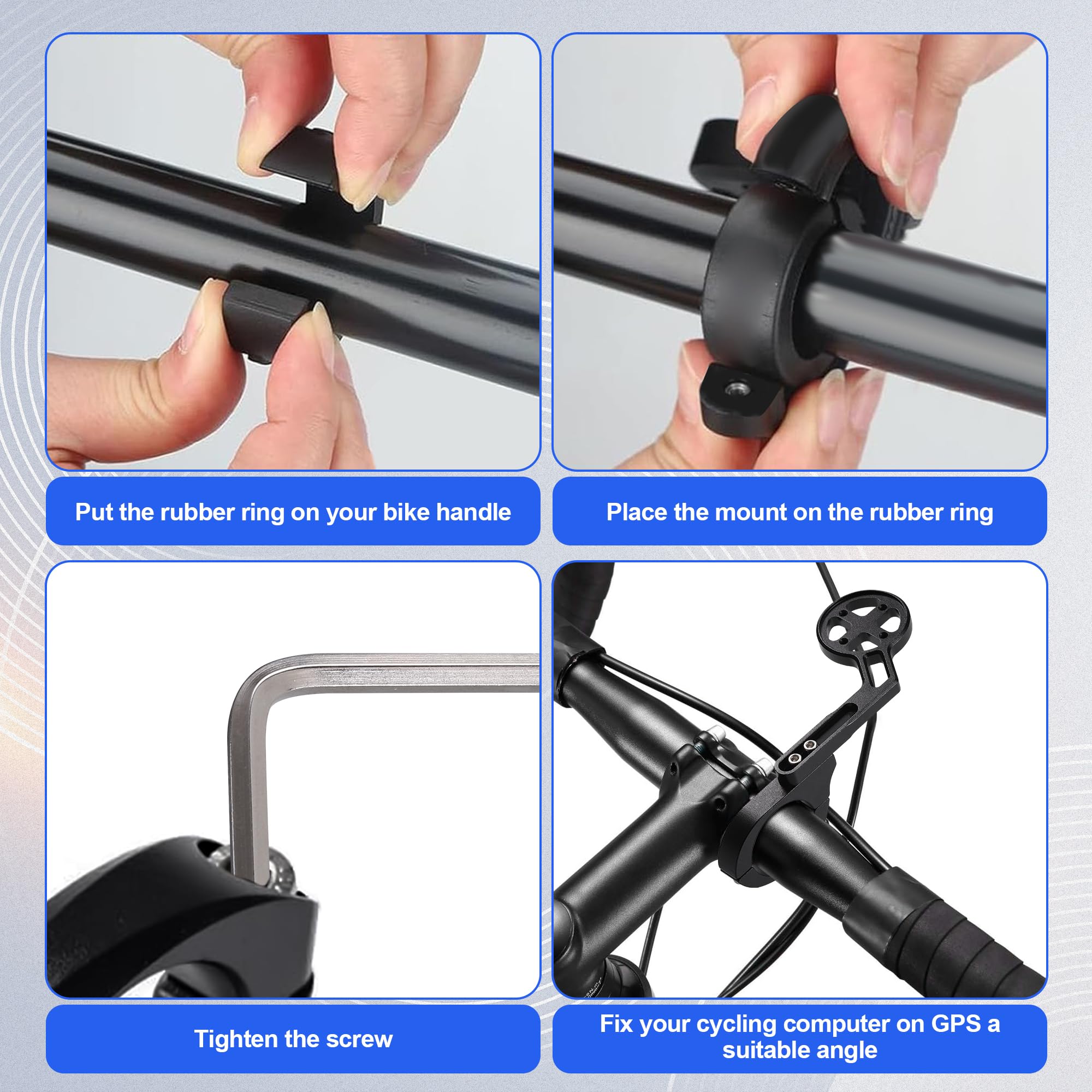 Przedni uchwyt rowerowy kompatybilny z Garmin i Bryton, uchwyt rowerowy do komputera rowerowego z regulowanym uchwytem na światło, uchwyt kierownicy 20-40 mm, czarny