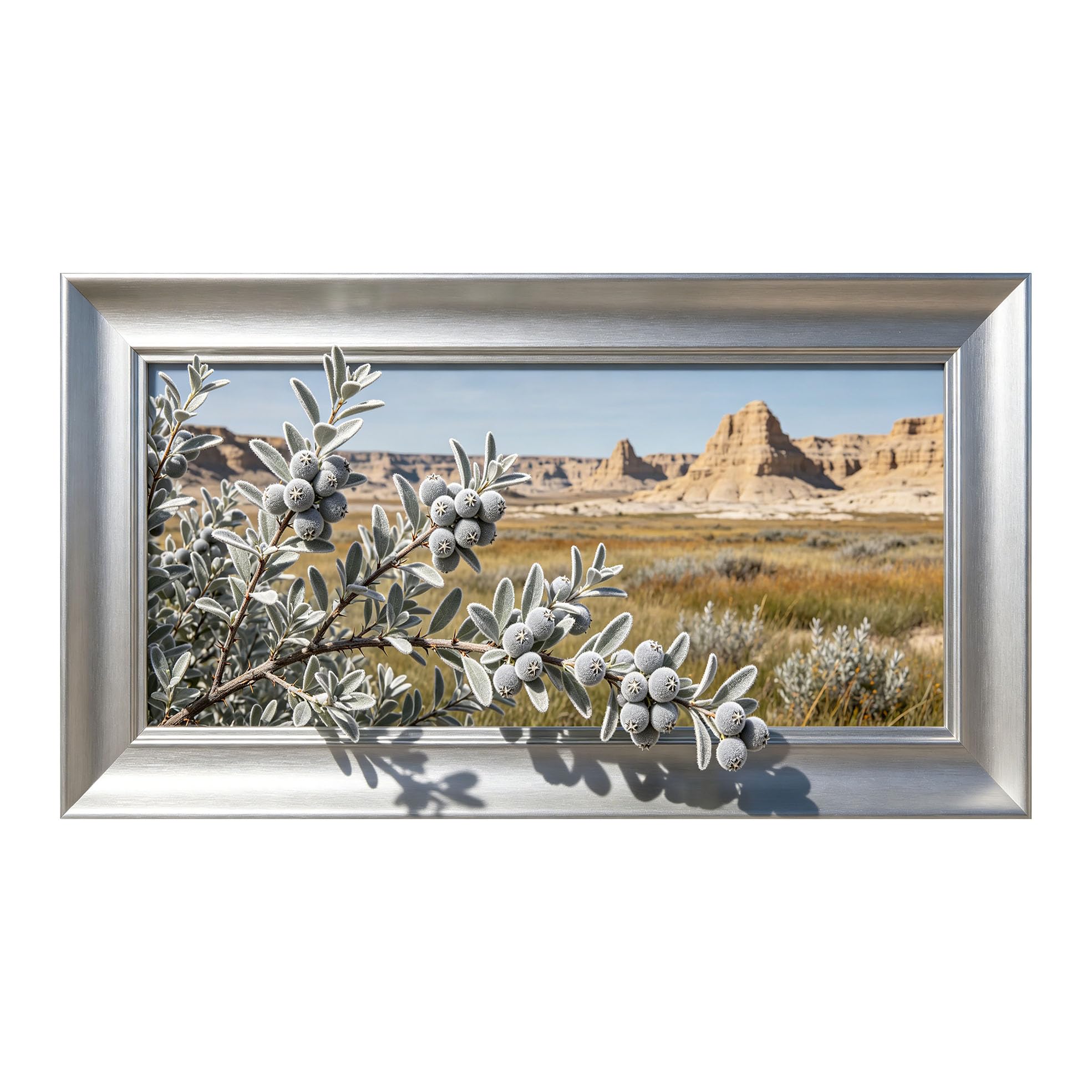 Yzpallescene 3D Framed Wall Art 50cm×100cm Panoramic Desert Landscape Botanical Realistic Window View Large Size SelfAdhesive Removable Wall Decor Prints Artwork for Living Room Bedroom Office