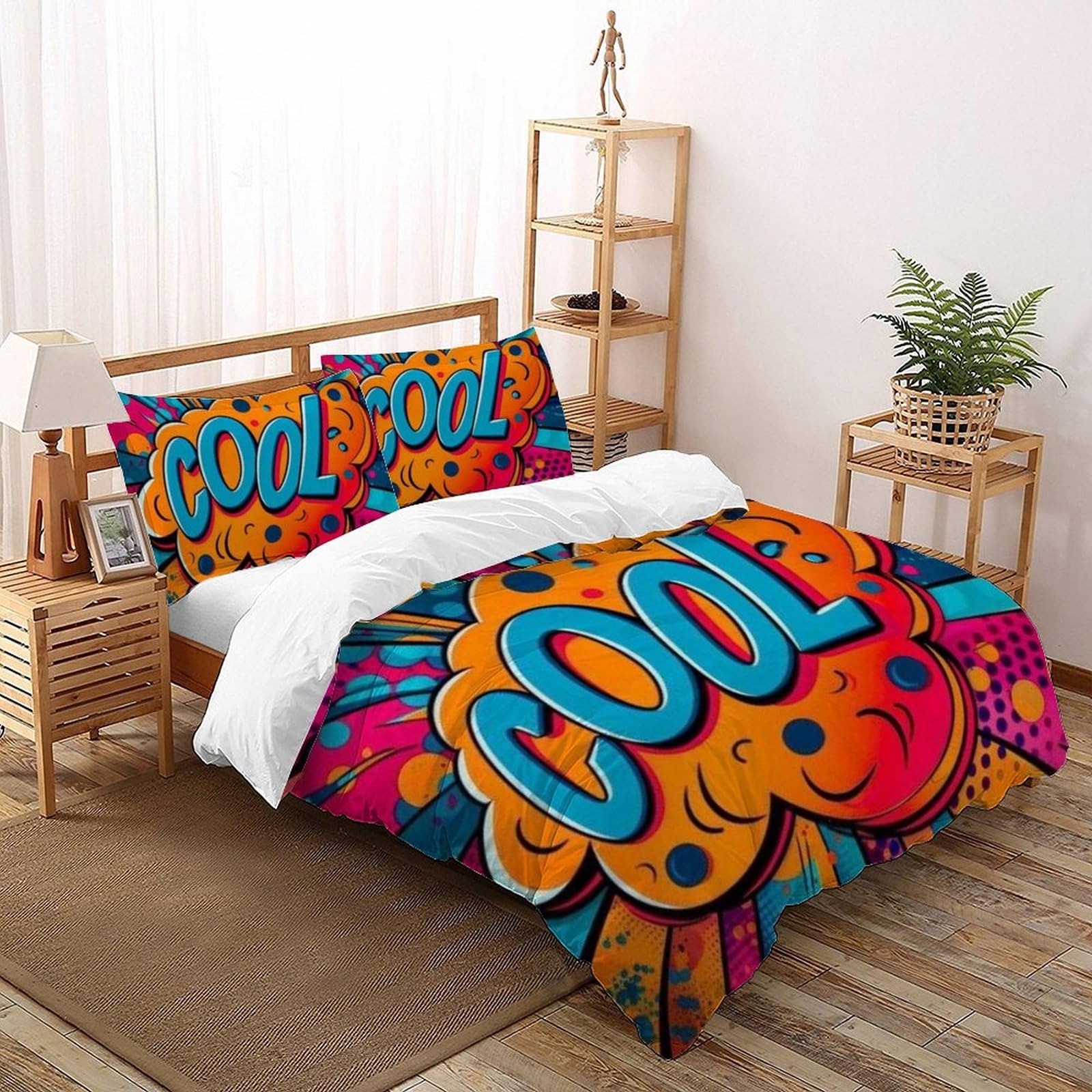 Housse de couette 260x220 sans repassage pour grand lit adulte avec zip pratique
