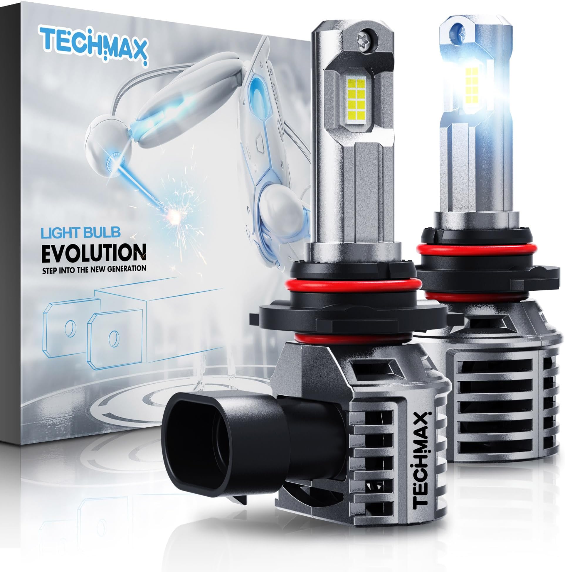 9005 Light Bulb, HB3 9005 Fog Light Bulb w/Fan 600% Bright 6500K Wireless Direct Insertion Plug and Play, Pack of 2