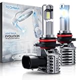 TECHMAX 9005 Light Bulb, HB3 9005 Fog Light Bulb w/Fan 600% Bright 6500K Wireless Direct Insertion Plug and Play, Pack of 2
