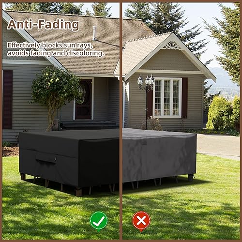 Vista 7 de MR. COVER Fundas de mesa de patio para muebles de exterior, fundas de muebles de patio, impermeables, resistentes, 115 pulgadas de largo x 76